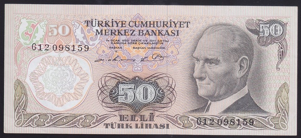 6.EMİSYON 1.TERTİP 50 LİRA G12 098159 ÇOK ÇOK TEMİZ + eski kağıt para fiyatları