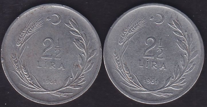 1961 Yılı 2.5 Lira (Ters Düz Takım)