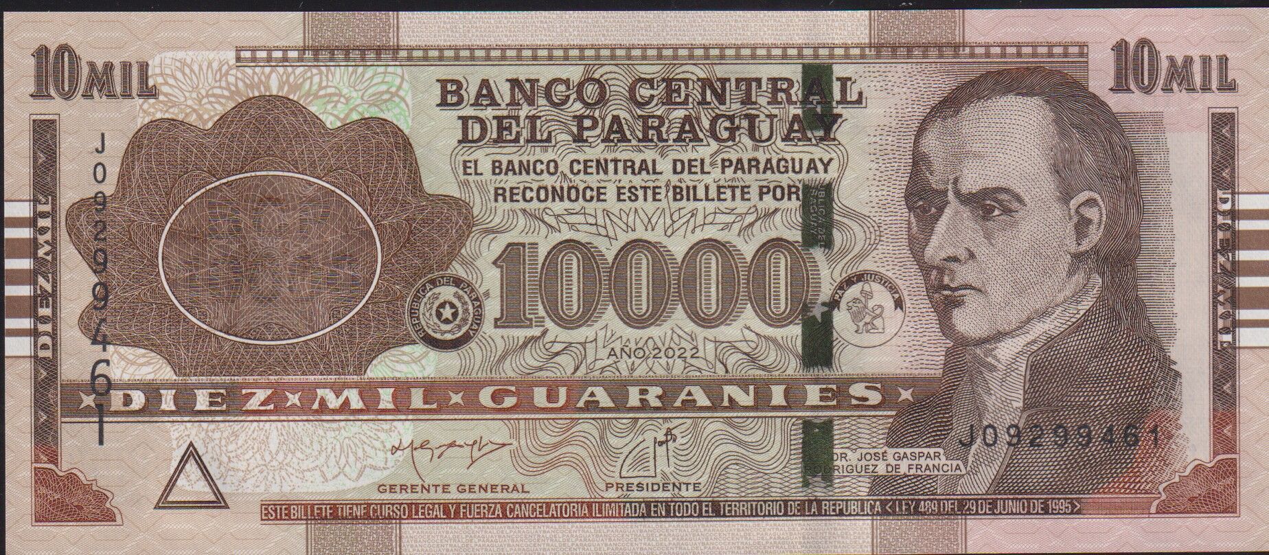Paraguay 10000 Guaranies 2022 Çil Pick 238A