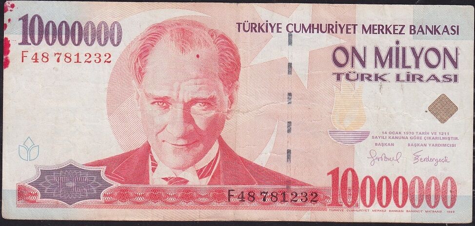 7.Emisyon 10 000 000 Lira F48 781232 Temiz