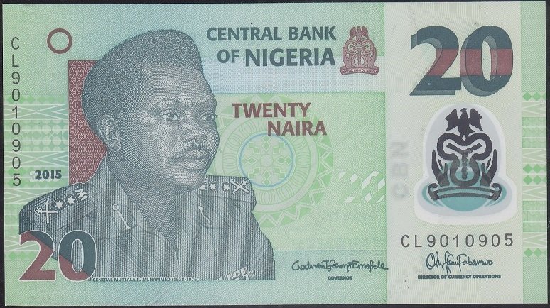 Nijerya 20 Naira 2015 Çilaltı Polymer