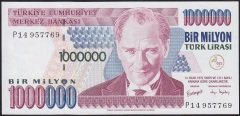 7.Emisyon 3.Tertip 1 000 000 Lira P14 957769 Çil ( Filigran Tip 3 )
