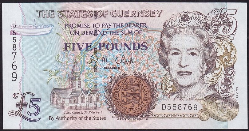 Guernsey 5 Pound 1986 -2008 Çil Pick 56c