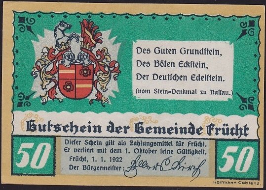 Almanya 50 Pfennig Notgeld 1922 Çil