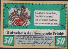 Almanya 50 Pfennig Notgeld 1922 Çil