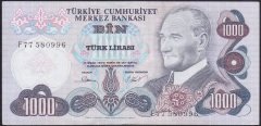 6.EMİSYON 3.TERTİP 1000 LİRA F77 580996 ÇÇT +