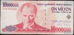 7.Emisyon 10 000 000 Lira F44 518946 Çok Temiz
