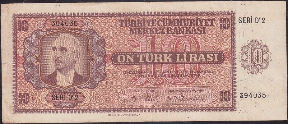 3.Emisyon 10 Lira D2 394035 Çok Temiz