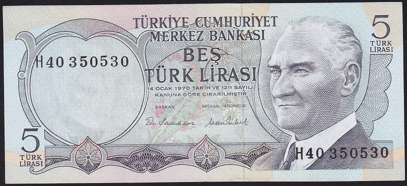 6.Emisyon 2.Tertip 5 Lira H40 350530 Çilaltı