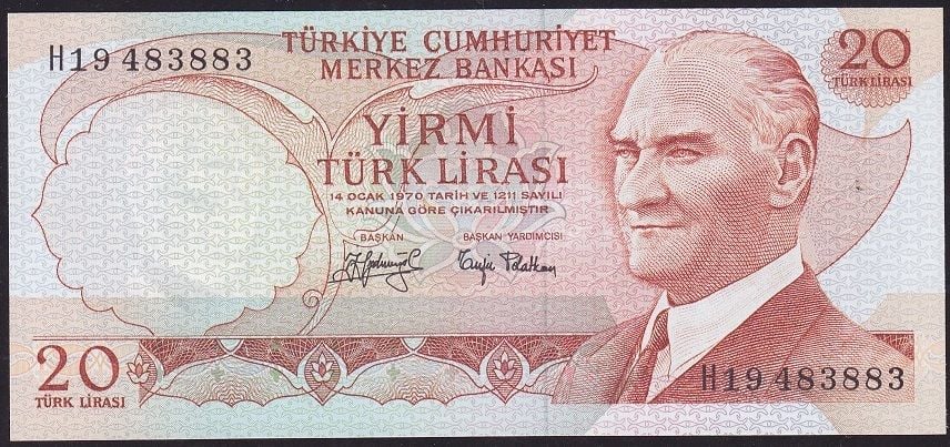 6.Emisyon 3.Tertip 20 Lira H19 483883 Çilaltı Çil