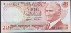 6.Emisyon 3.Tertip 20 Lira H19 483883 Çilaltı Çil