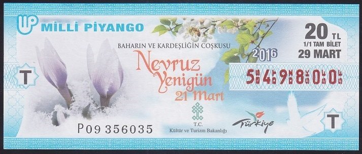 2016 29 MART TAM BİLET T SERİSİ