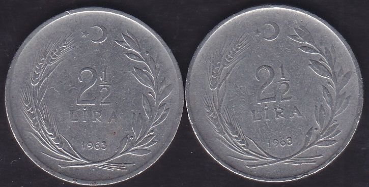 1963 Yılı 2.5 Lira (Ters Düz Takım)