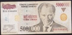 7.Emisyon 5 000 000 Lira B52 936549 Çok Temiz