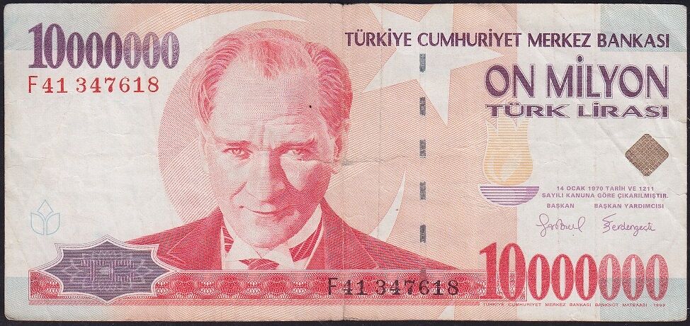 7.Emisyon 10 000 000 Lira F41 347618 Temiz