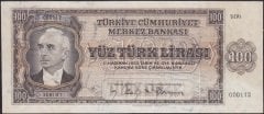 3.Emisyon 100 Lira D1 000112 Ççt + (Erör ve ilk bin parası iptal kaşeli)
