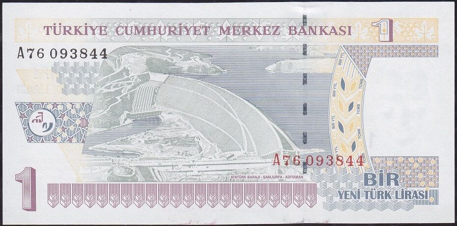 8.Emisyon 1 YTL A76 093844 Çil