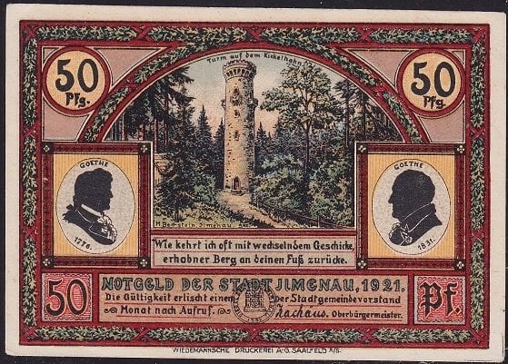 Almanya 50 Pfennig Notgeld 1921 Çil