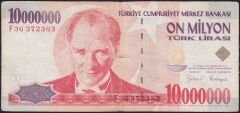 7.Emisyon 10 000 000 Lira F36 372383 Temiz