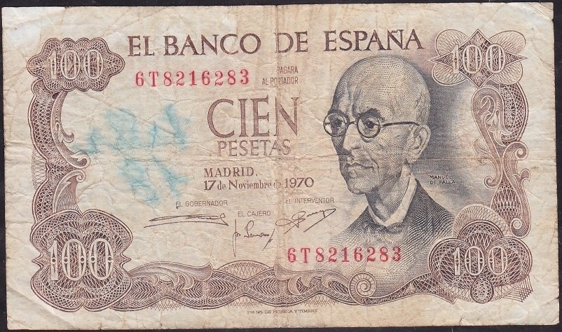İspanya 100 Pesetas 1970 Temiz+ Pick 152