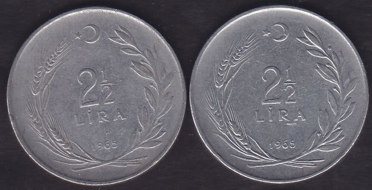 1965 Yılı 2.5 Lira (Ters Düz Takım)