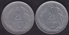 1965 Yılı 2.5 Lira (Ters Düz Takım)