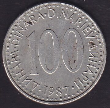 Yugoslavya 100 Dinar 1987