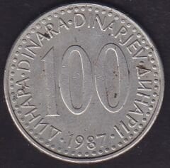Yugoslavya 100 Dinar 1987
