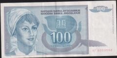 Yugoslavya 100 Dinar 1992 Çok Temiz+