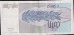 Yugoslavya 100 Dinar 1992 Çok Temiz+