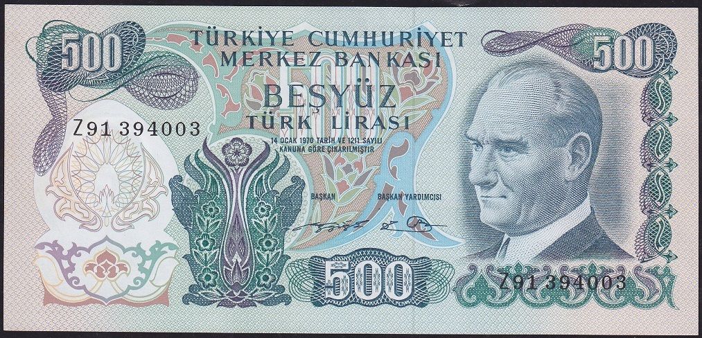 6.Emisyon 2.Tertip 500 Lira Z91 394003 Çilaltı Çil