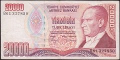 7.Emisyon 1.Tertip 20000 Lira B61 327850 Çok Temiz