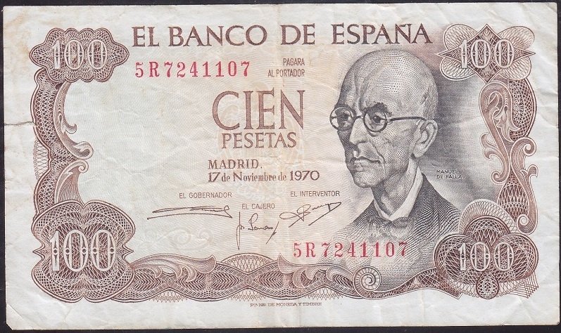 İspanya 100 Peseta 1970 Çok Temiz+