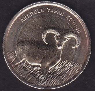 2015 Tarihli 1 Lira Anadolu Yaban Koyunu Hatıra Parası ( Kararma Var )