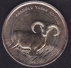 2015 Tarihli 1 Lira Anadolu Yaban Koyunu Hatıra Parası ( Kararma Var )