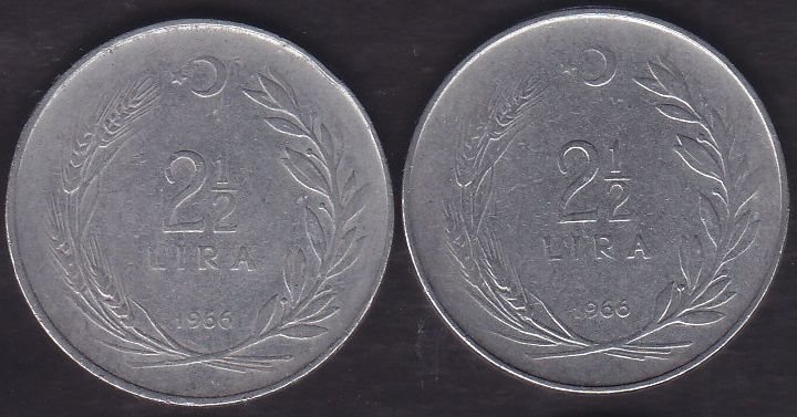 1966 Yılı 2.5 Lira (Ters Düz Takım)