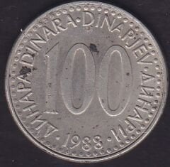 Yugoslavya 100 Dinar 1988