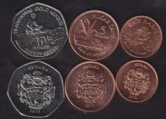 Guyana 3 Parça Madeni Set Çil 1 5 10 Dollars 2012 2022