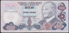 6.EMİSYON 3.TERTİP 1000 LİRA F58 533869 ÇOK TEMİZ (DÜZLENMİŞ)