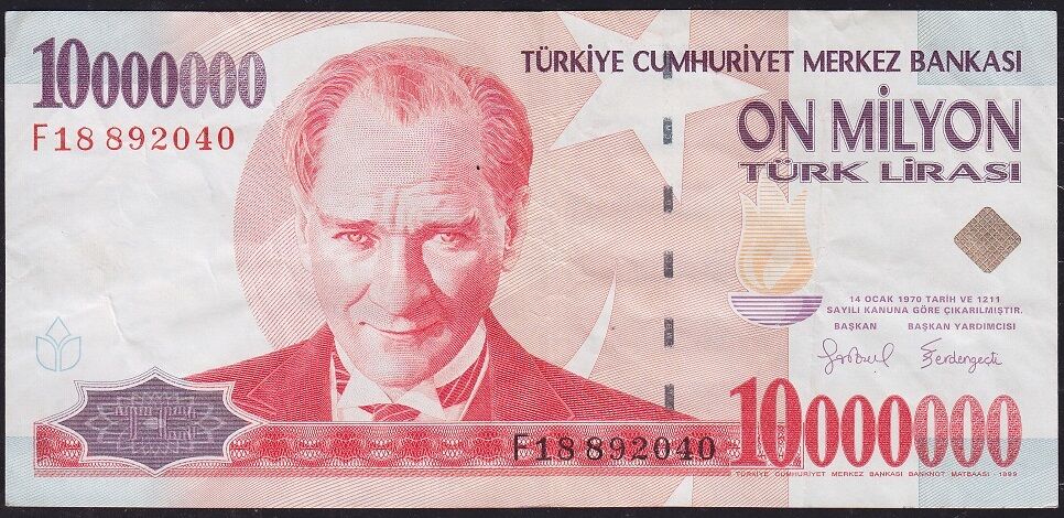 7.Emisyon 10 000 000 Lira F18 892040 Çok Temiz+