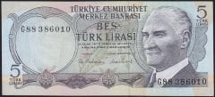 6.Emisyon 2.Tertip 5 Lira G88 386010 Çilaltı Çil