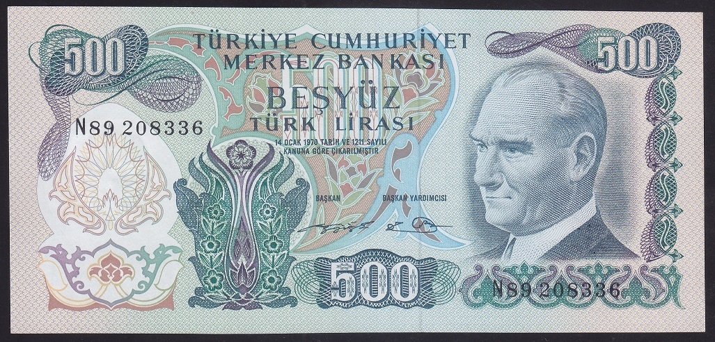 6.EMİSYON 2.TERTİP 500 LİRA N89 208336 ÇİLALTI ÇİL