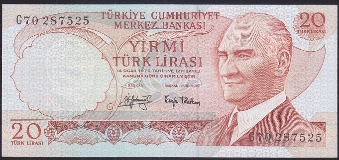 6.EMİSYON 3.TERTİP 20 LİRA G70 287525 ÇİLALTI ÇİL