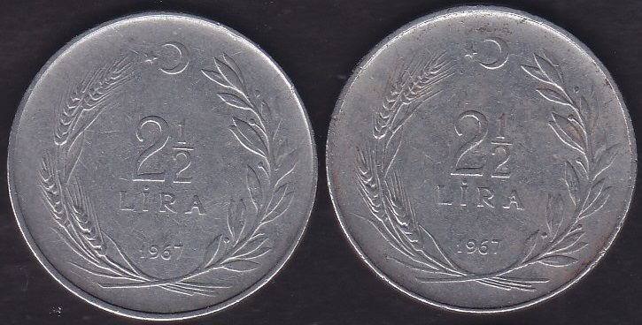 1967 Yılı 2.5 Lira (Ters Düz Takım)