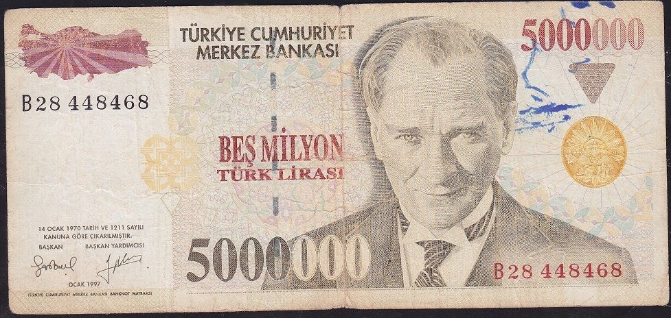 7.Emisyon 5 000 000 Lira B28 448468 Temiz