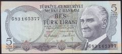 6.Emisyon 2.Tertip 5 Lira G83 165377 Çilaltı Çil