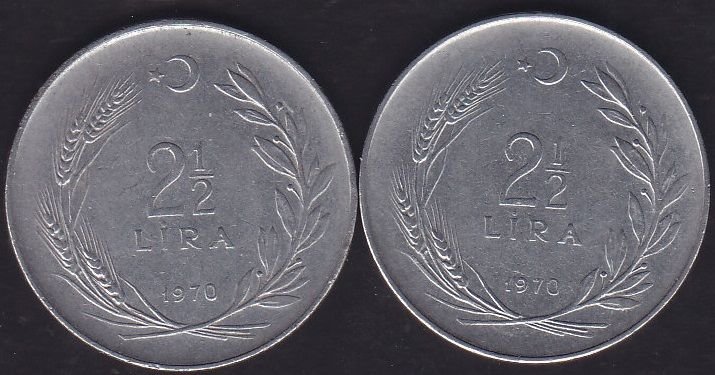 1970 Yılı 2.5 Lira (Ters Düz Takım)