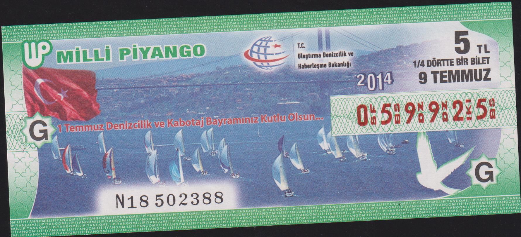 2014 9 Temmuz Çeyrek Bilet - G Serisi