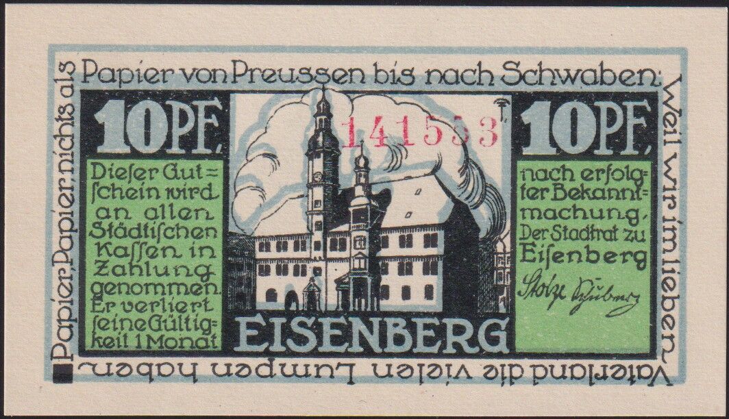 Almanya 10 Pfennig Notgeld 1921 Çil