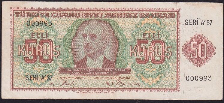 2.Emisyon 50 Kuruş A37 000993 Çok Temiz+